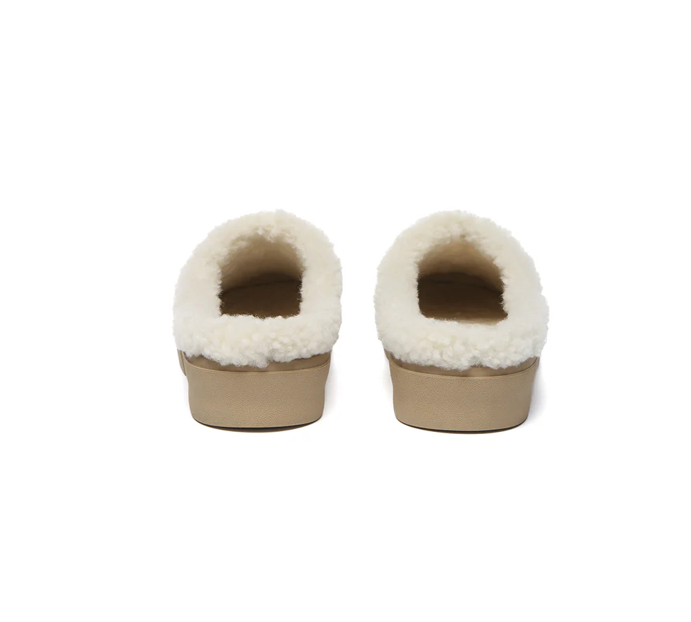 EVERAU? UGG Slippers Sheepskin Wool Scuff Staney