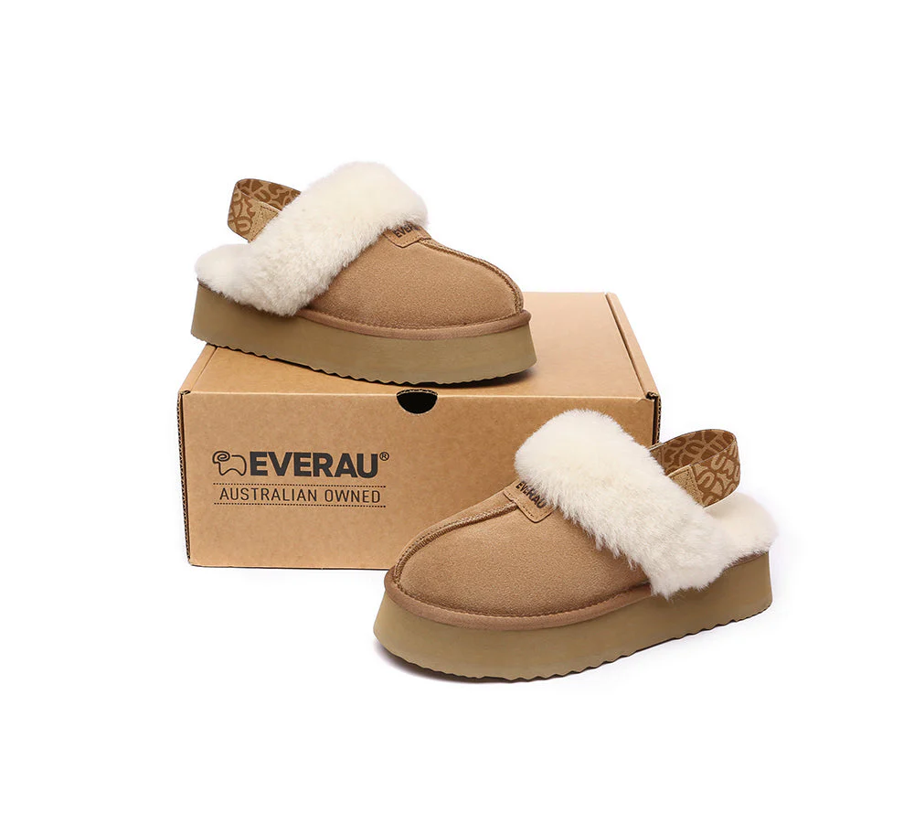 EVERAU? UGG Women Removable Strap Slingback Platform Slippers Forever
