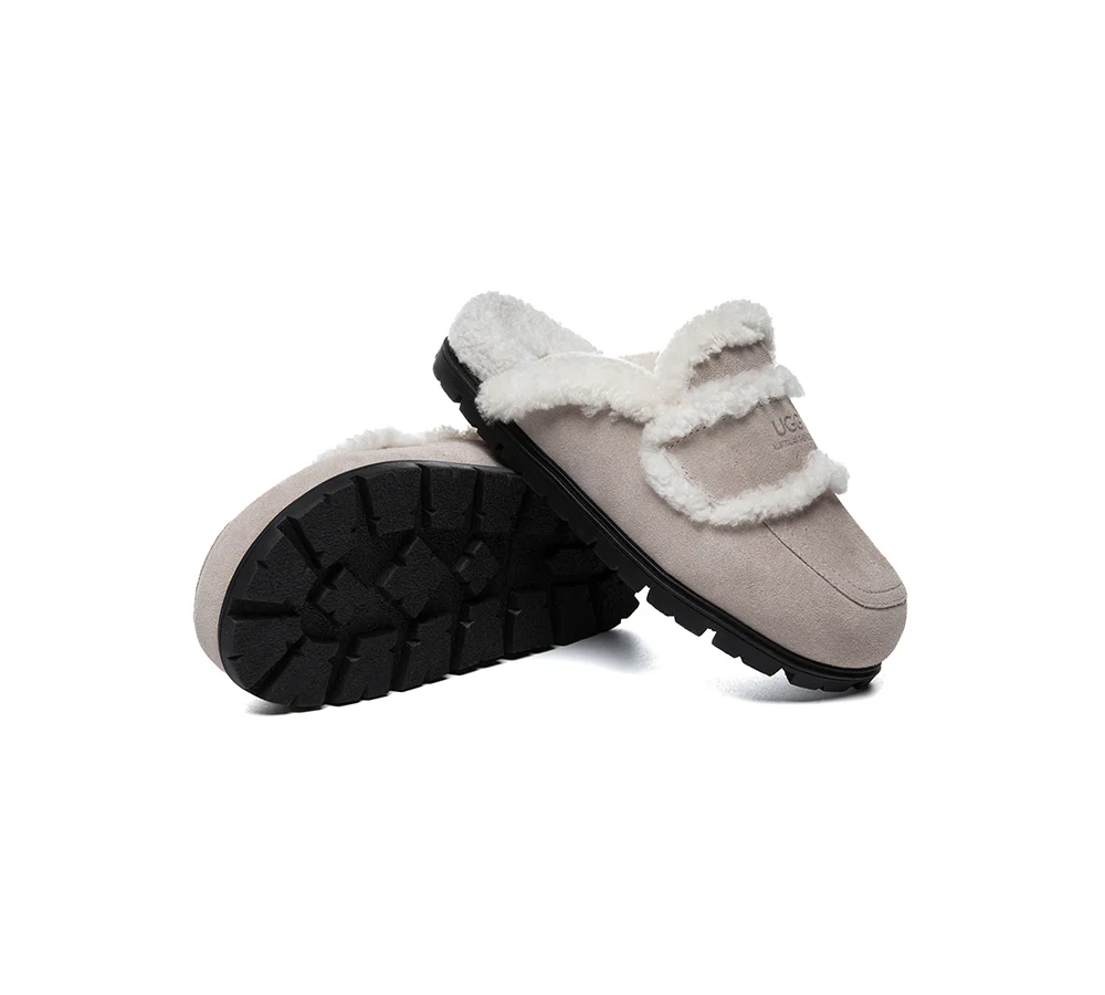 AUSTRALIAN SHEPHERD? UGG Slippers Women Sheepskin Wool Shearling Lined Remi