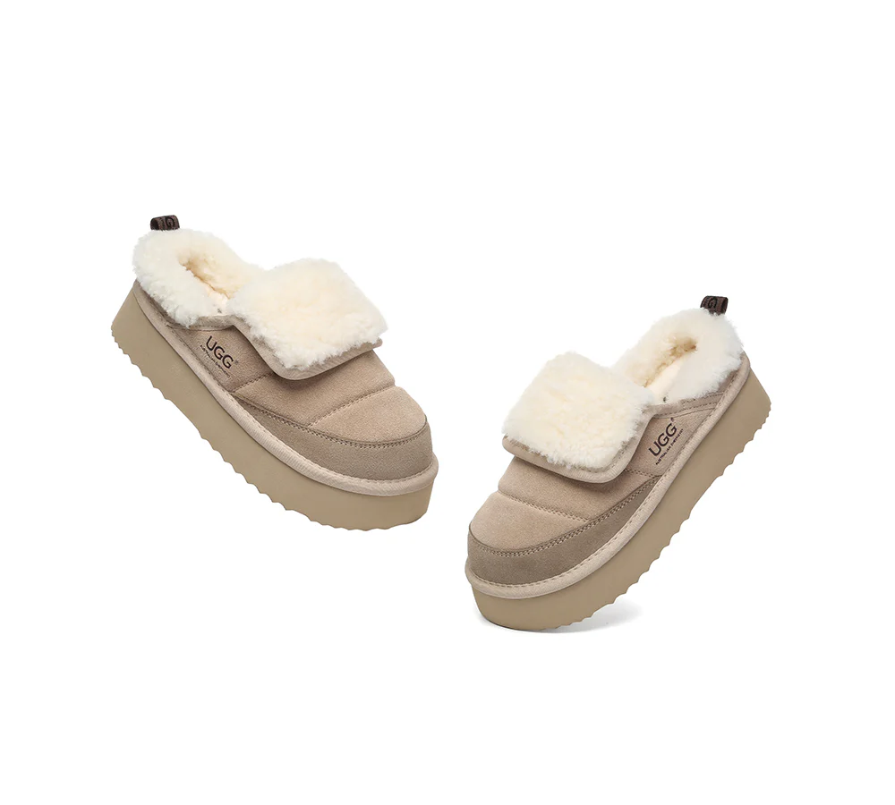 AUSTRALIAN SHEPHERD? UGG Slippers Sheepskin Wool Platform Theia