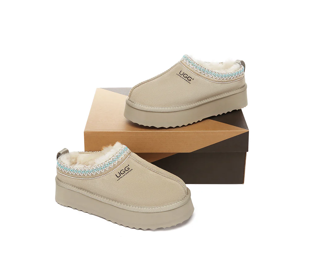 AUSTRALIAN SHEPHERD? UGG Slippers Sheepskin Wool Ankle Platform Tazzy Ventus