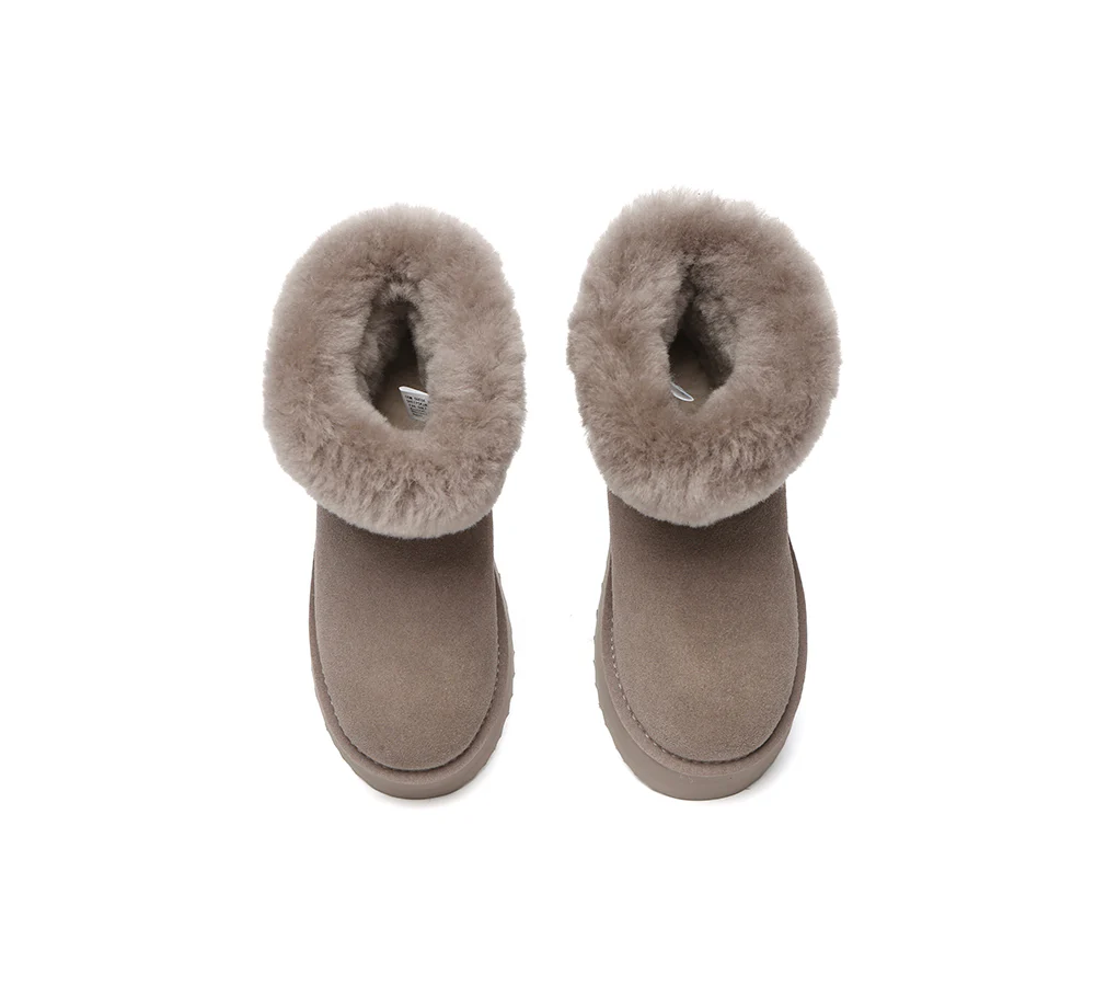 UGG EVERAU? UGG Boots Women Sheepskin Wool Shearling Lined Mini Platform Kazzi