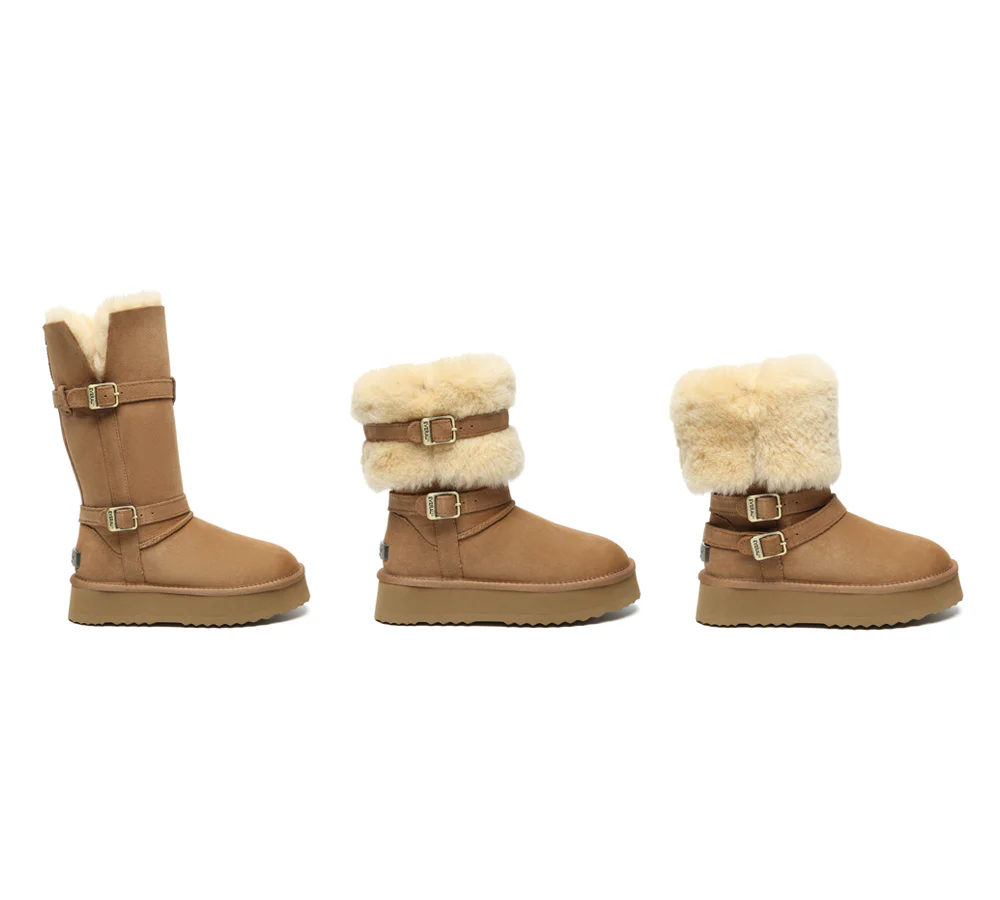 UGG EVERAU? UGG Boots Women Sheepskin Wool Knee High Platform Tall Valerie