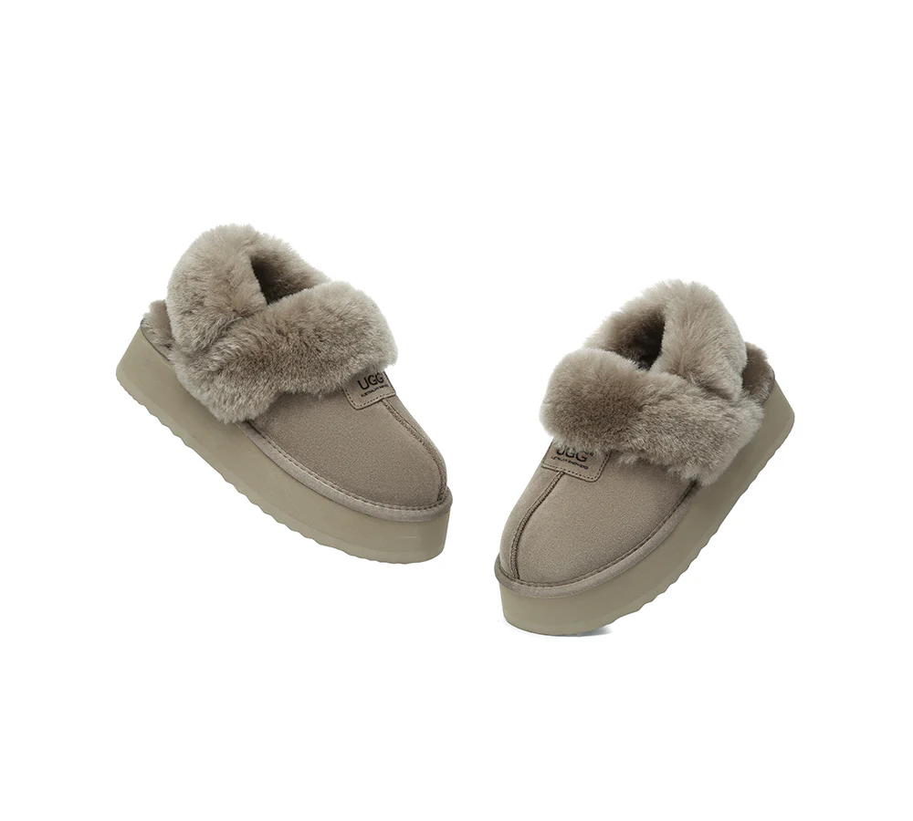 AUSTRALIAN SHEPHERD? UGG Slippers Women Removable Wool Strap Slingback Platform Suzie