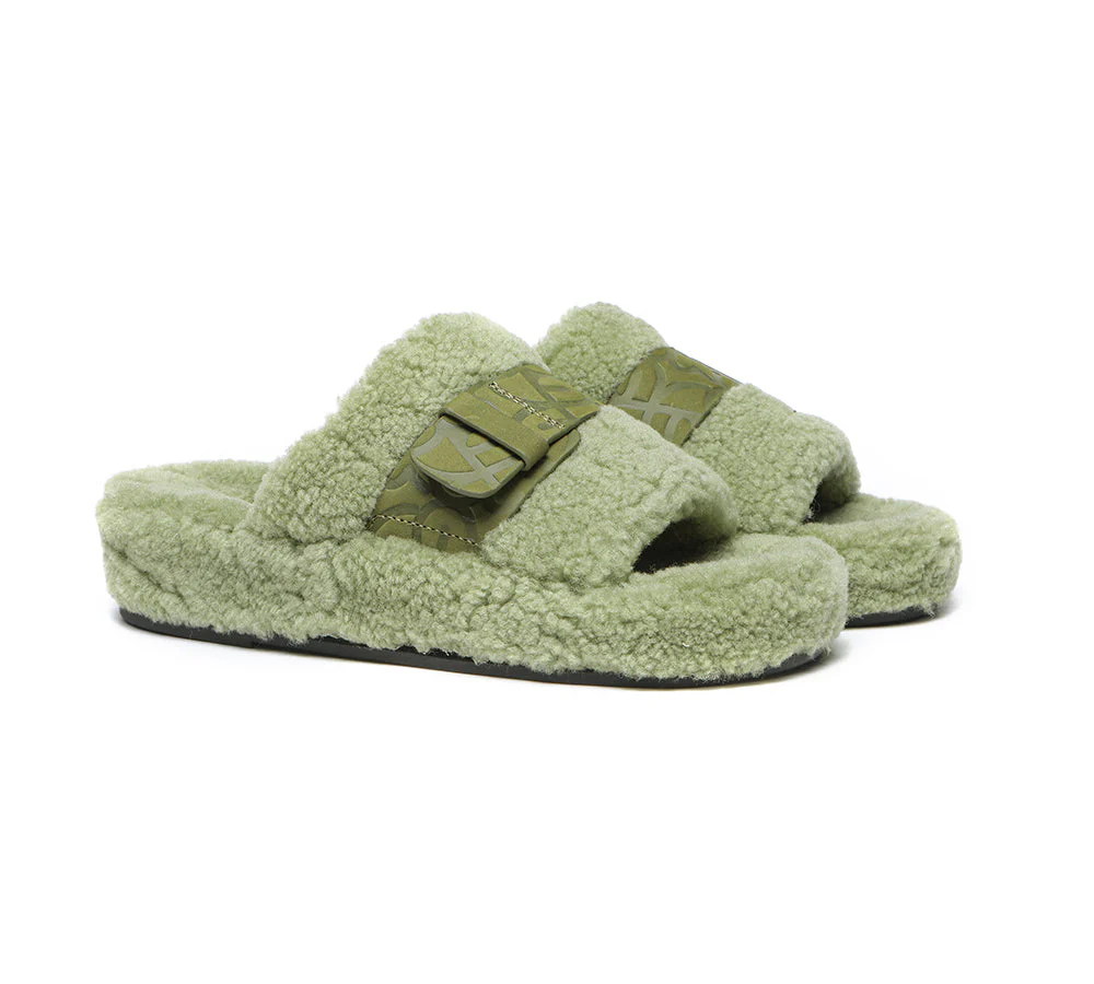 EVERAU? UGG Slippers Women Curly Sheepskin Wool Croft