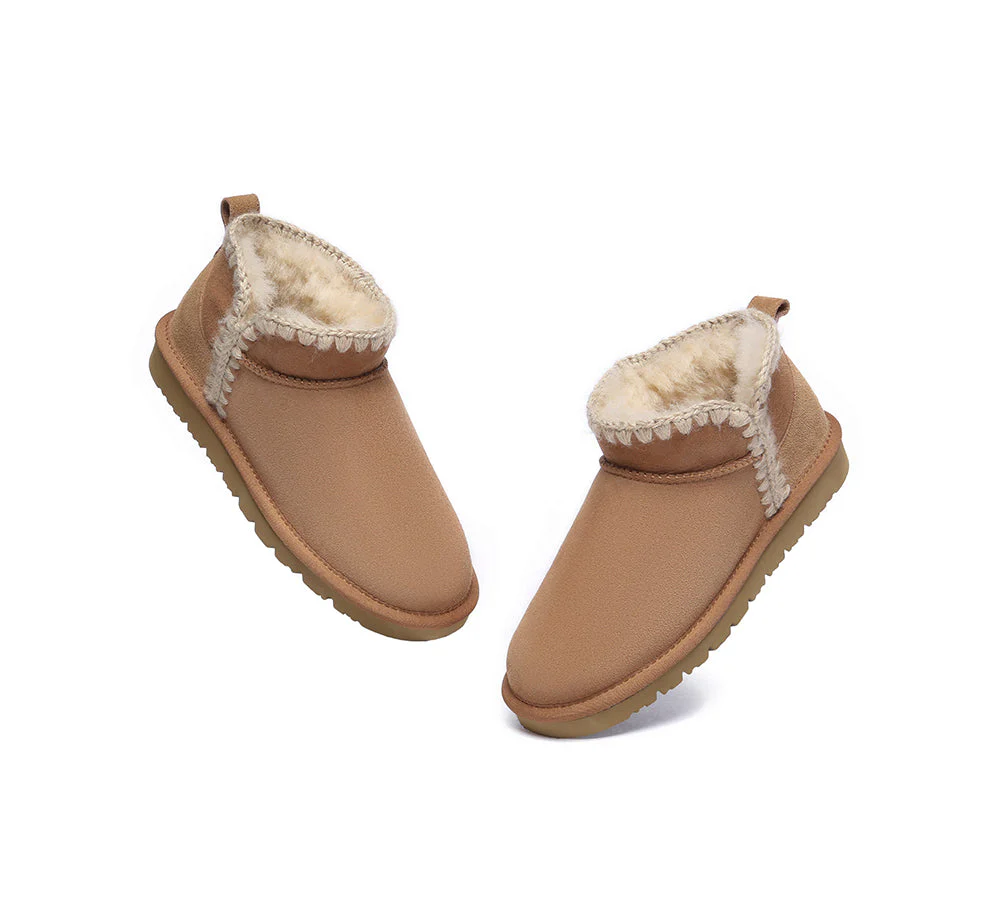 EVERAU? UGG Boots Women Sheepskin Wool Ankle Mini Brooklyn