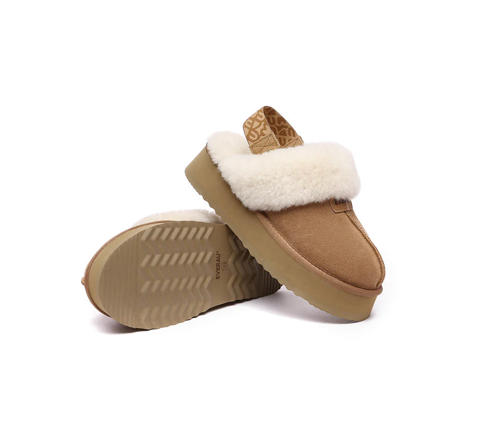 EVERAU? UGG Women Removable Strap Slingback Platform Slippers Forever