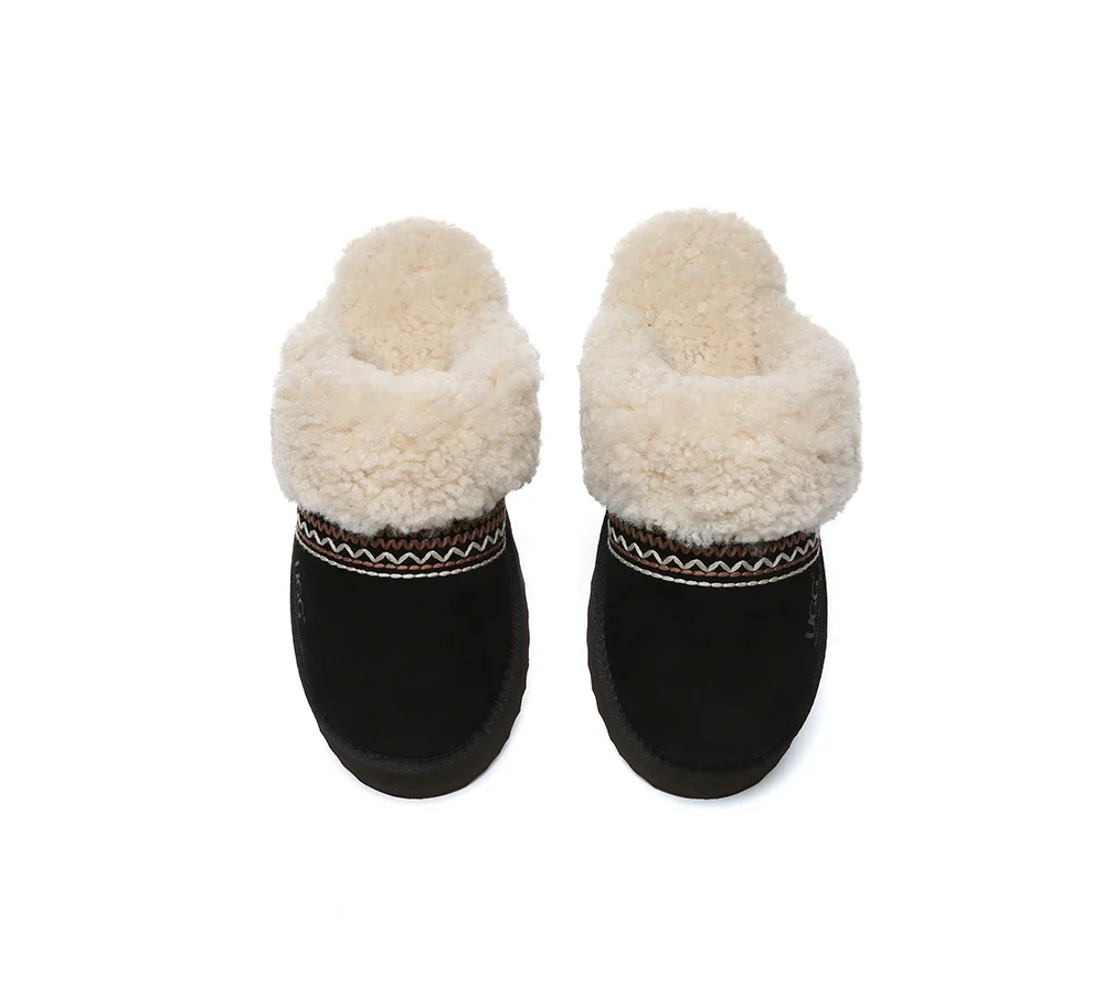 AUSTRALIAN SHEPHERD? UGG Slippers Sheepskin Wool Knitted Platform Isle