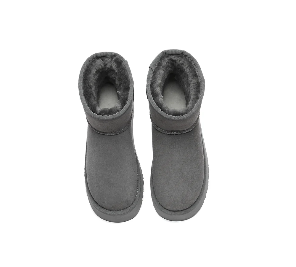 EVERAU? UGG Boots Sheepskin Wool Ankle Platform Thick Bottom Mini Classic
