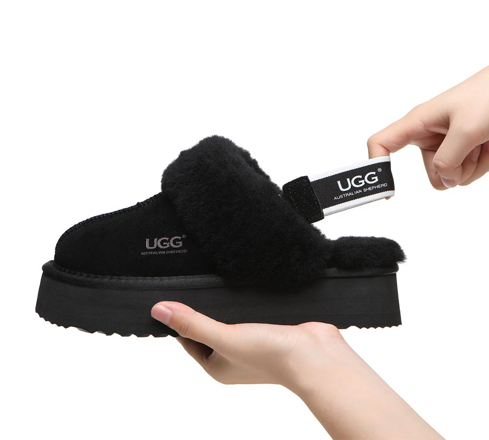AUSTRALIAN SHEPHERD? 2-Way Style UGG Slippers Women Removable Strap Slingback Platform Muffin