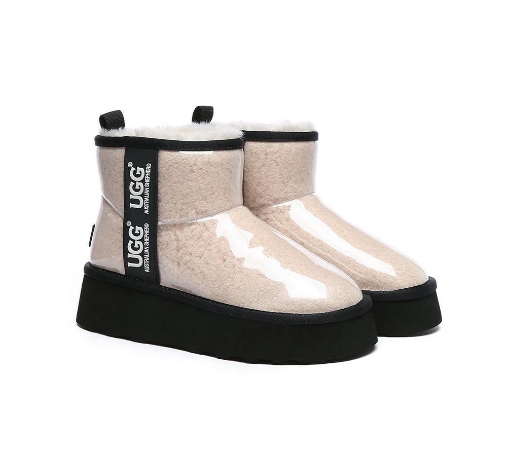 AUSTRALIAN SHEPHERD? UGG Boots Women Clear Waterproof Shearling Coated Classic Platform
