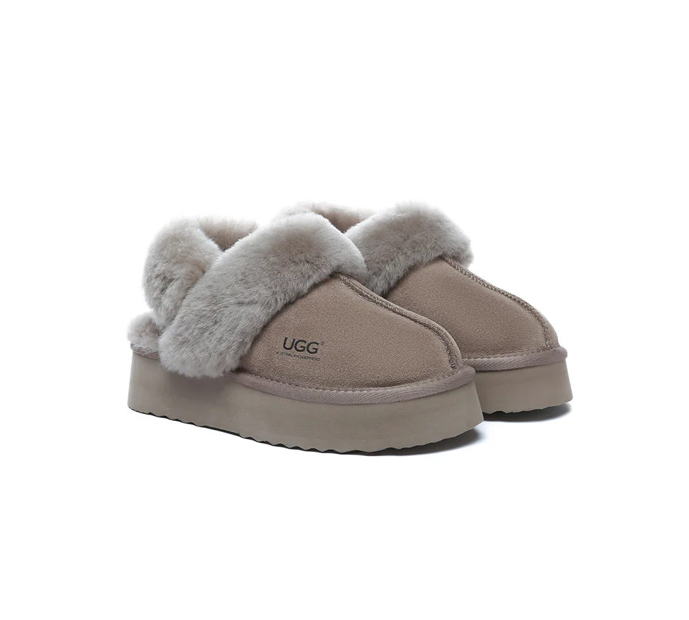 AUSTRALIAN SHEPHERD? UGG Slippers Women Removable Wool Strap Slingback Platform Musa