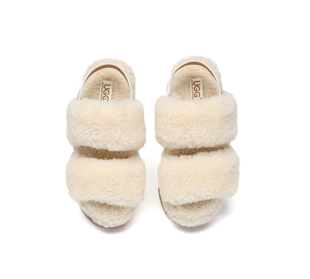 AUSTRALIAN SHEPHERD? UGG Women Double Strap Slingback Platform Fluffy Slides Lyam