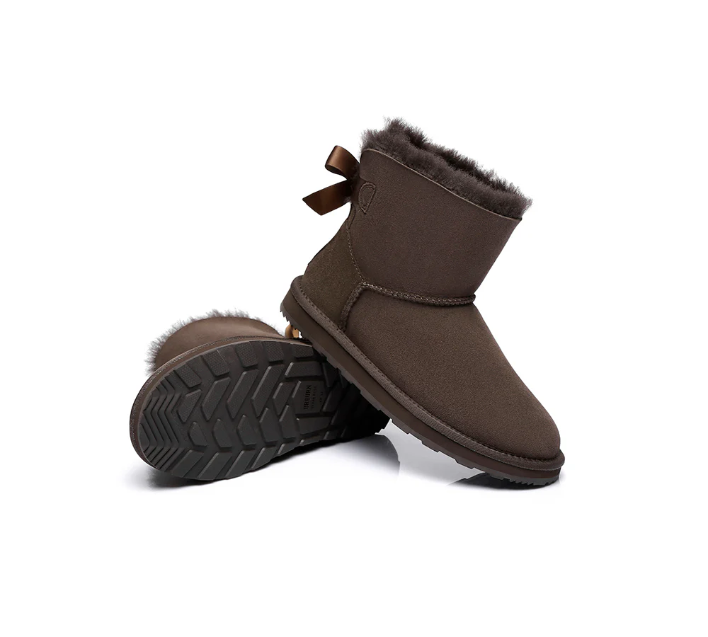 Urban UGG? UGG Boots Women Double faced Sheepskin Wool Mini Back Bow