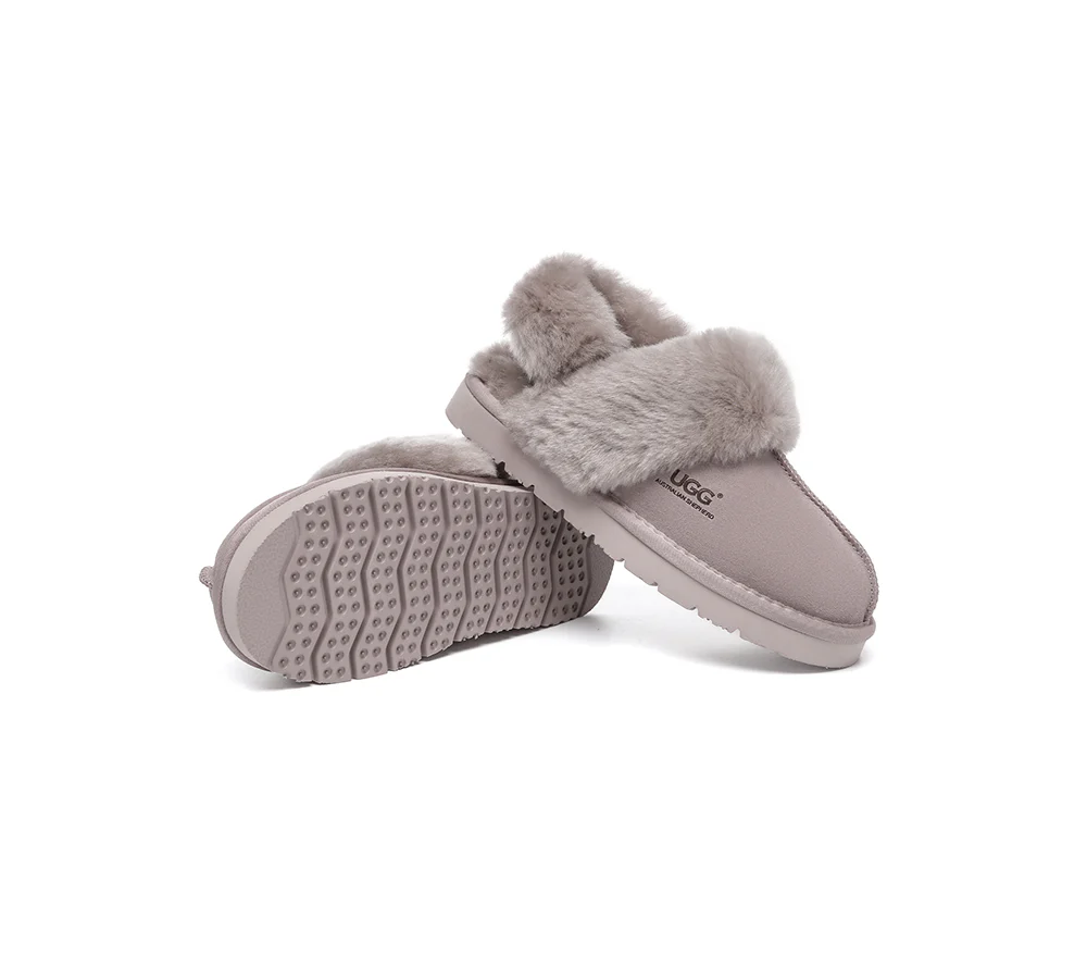 AUSTRALIAN SHEPHERD? UGG Slippers Women Removable Wool Strap Slingback Muffin Fluffy