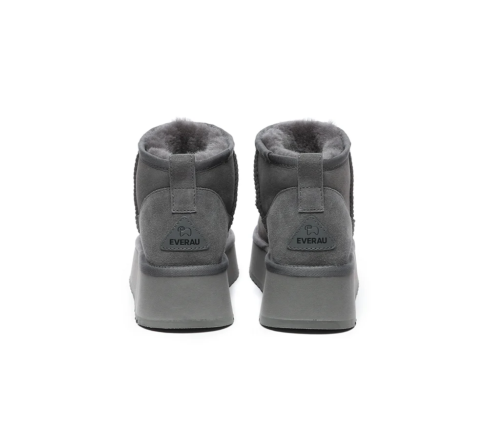 EVERAU? UGG Boots Sheepskin Wool Ankle Ultra Mini Platform