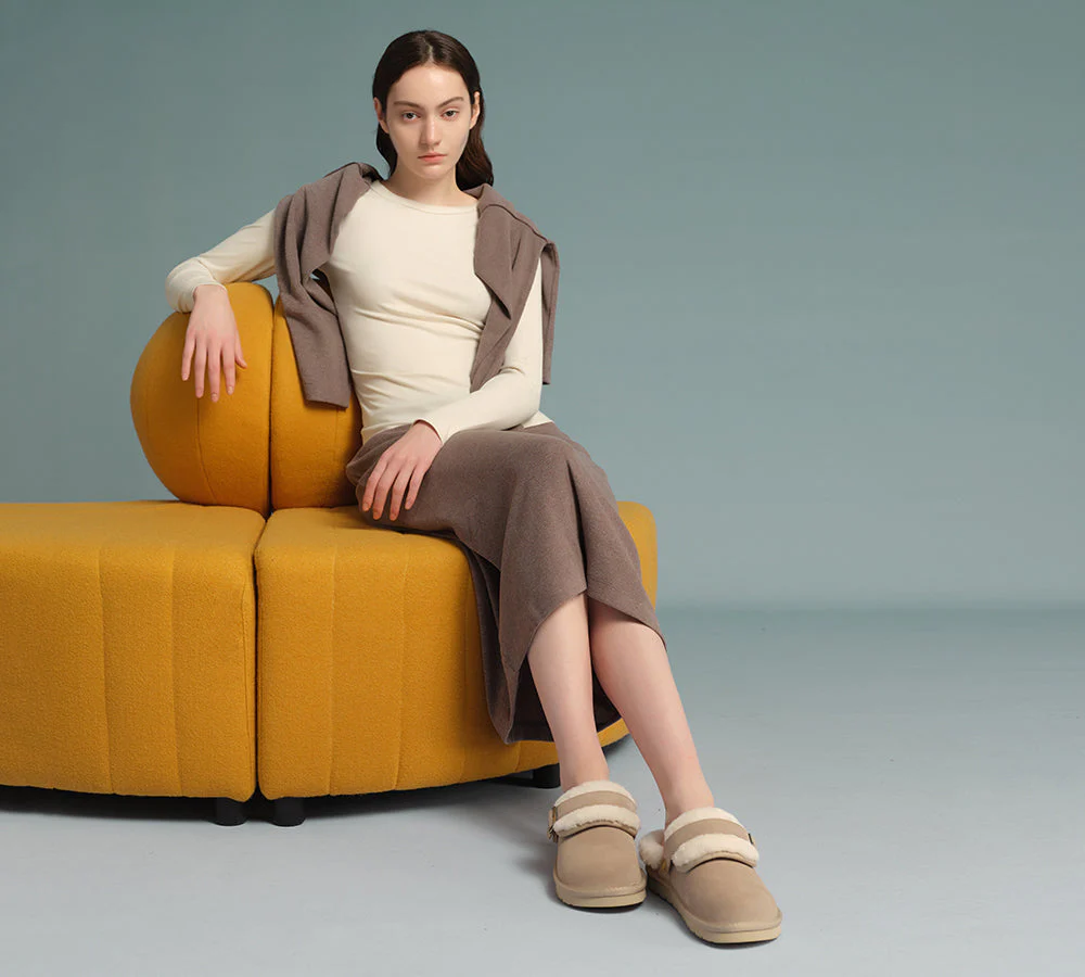 AUSTRALIAN SHEPHERD? UGG Slippers Sheepskin Wool Adjustable Strap Slingback Tenley