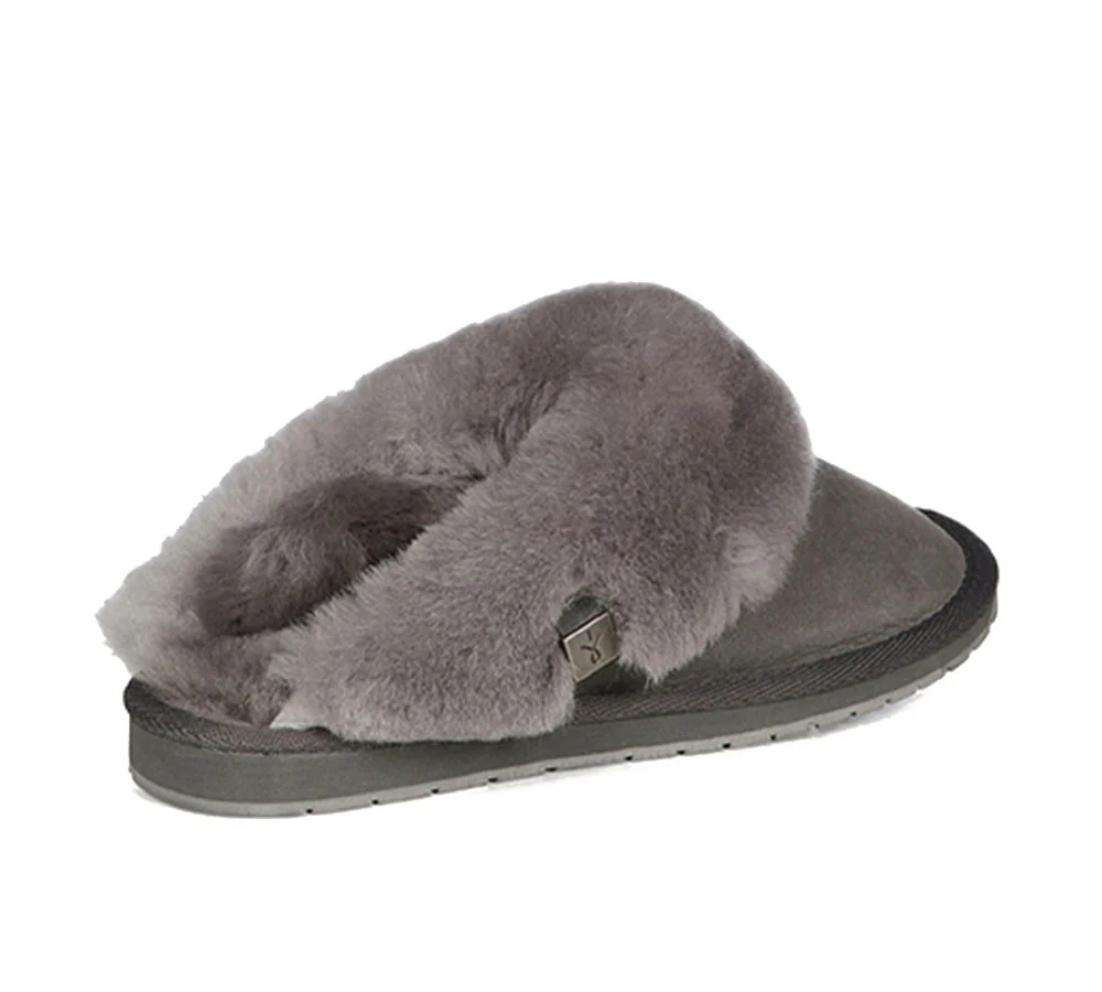 EMU? UGG Slippers Australian Made Sheepskin Wool Scuff Platinum Eden