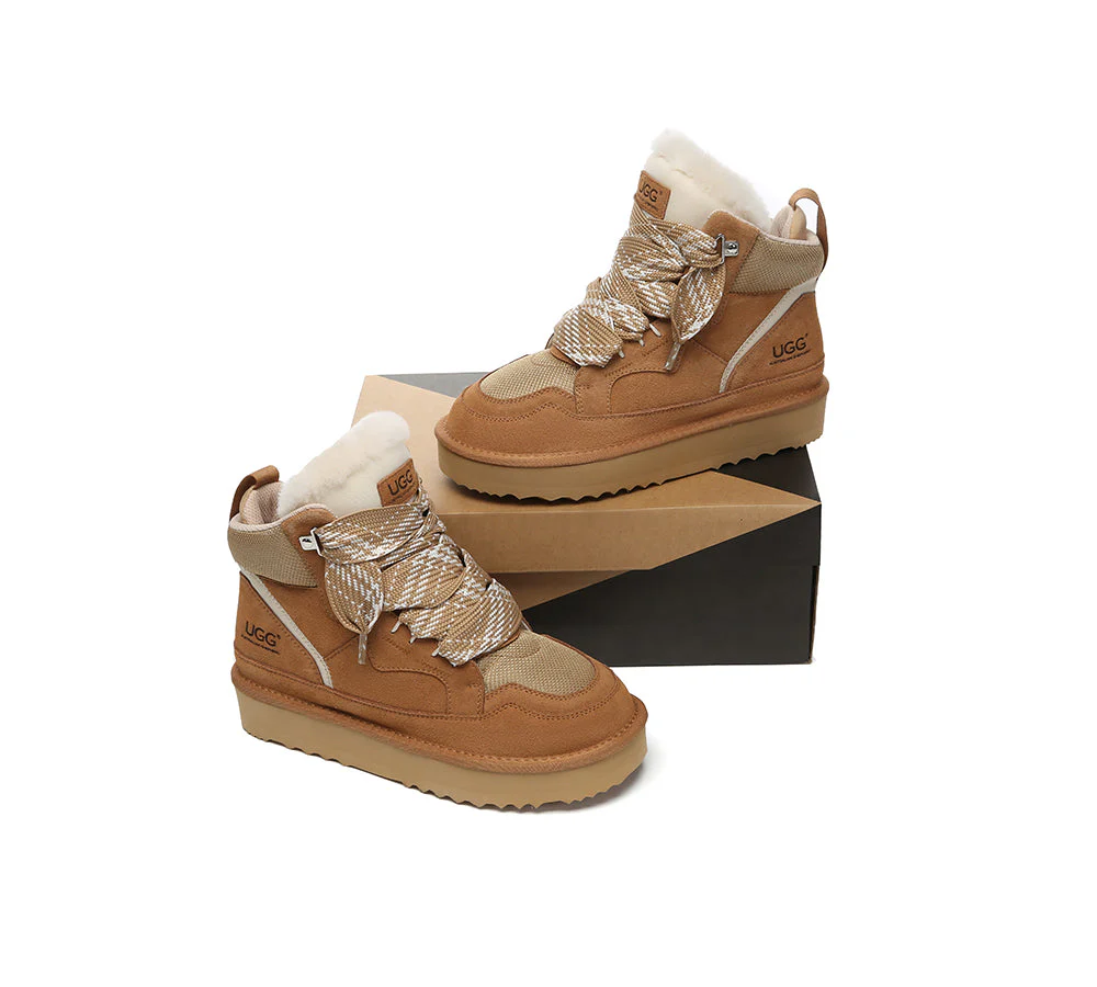 AUSTRALIAN SHEPHERD? UGG Boots Women Lace Up Ankle Platform Samir