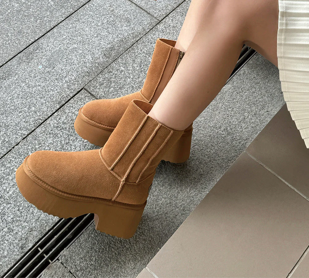 UGG EVERAU? UGG Boots Short Zipper Chunky Platform Yuana