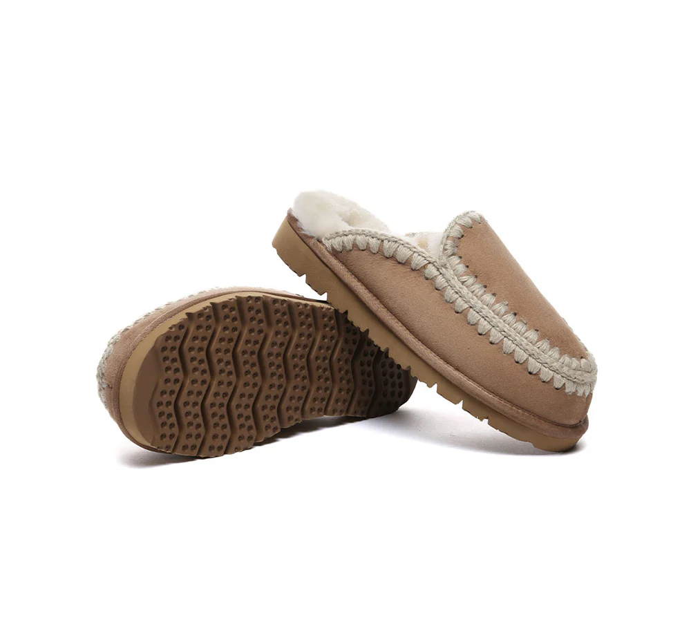 AUSTRALIAN SHEPHERD? UGG Slippers Women Sheepskin Wool Knitted Sophia