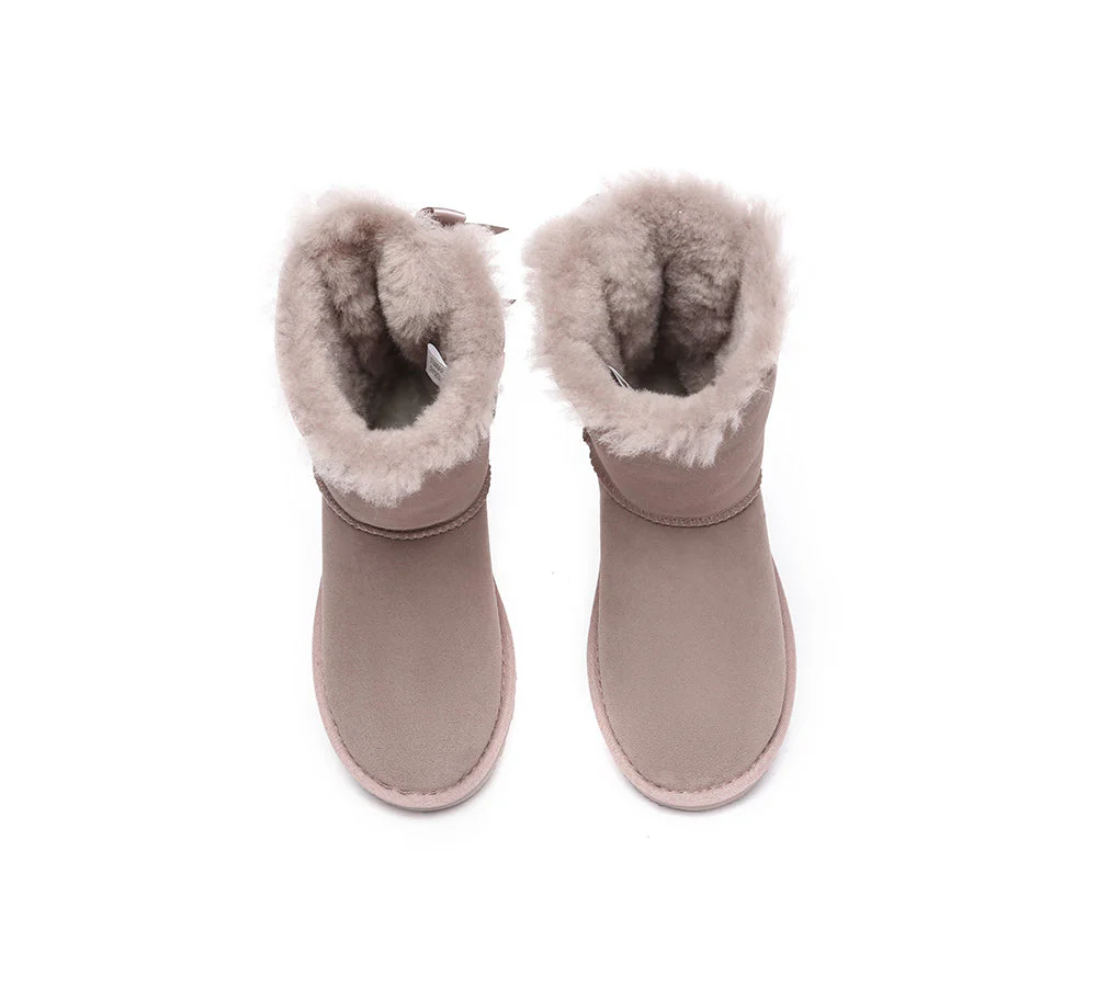 Urban UGG? UGG Boots Women Double faced Sheepskin Wool Short Back Bow