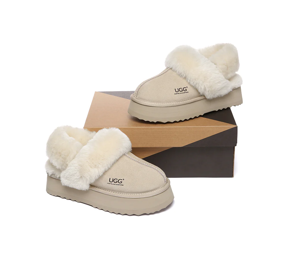 AUSTRALIAN SHEPHERD? UGG Slippers Women Removable Wool Strap Slingback Platform Musa