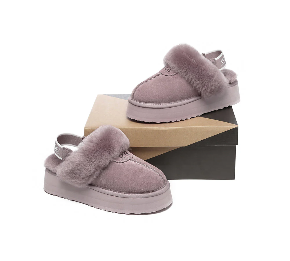 AUSTRALIAN SHEPHERD? UGG Slippers Women Removable Strap Slingback Platform Waffle