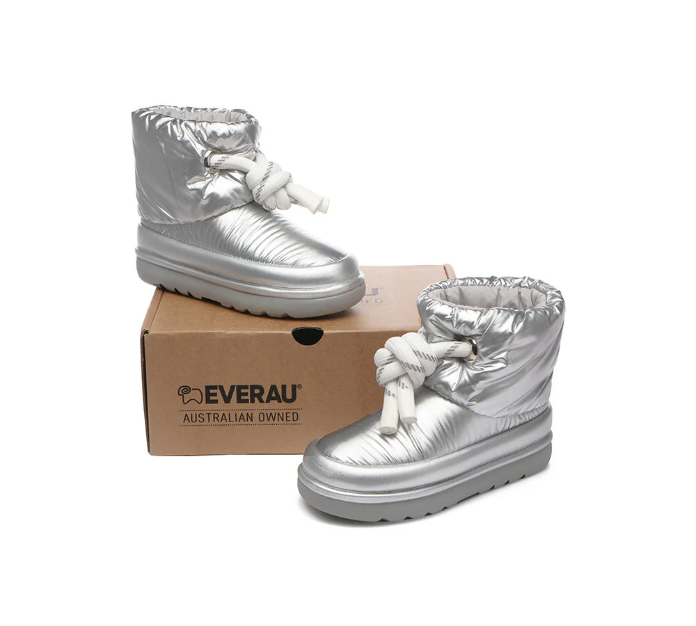 EVERAU? UGG  Boots Women Sheepskin Wool Waterproof Adjustable Drawstring Ankle Delabra