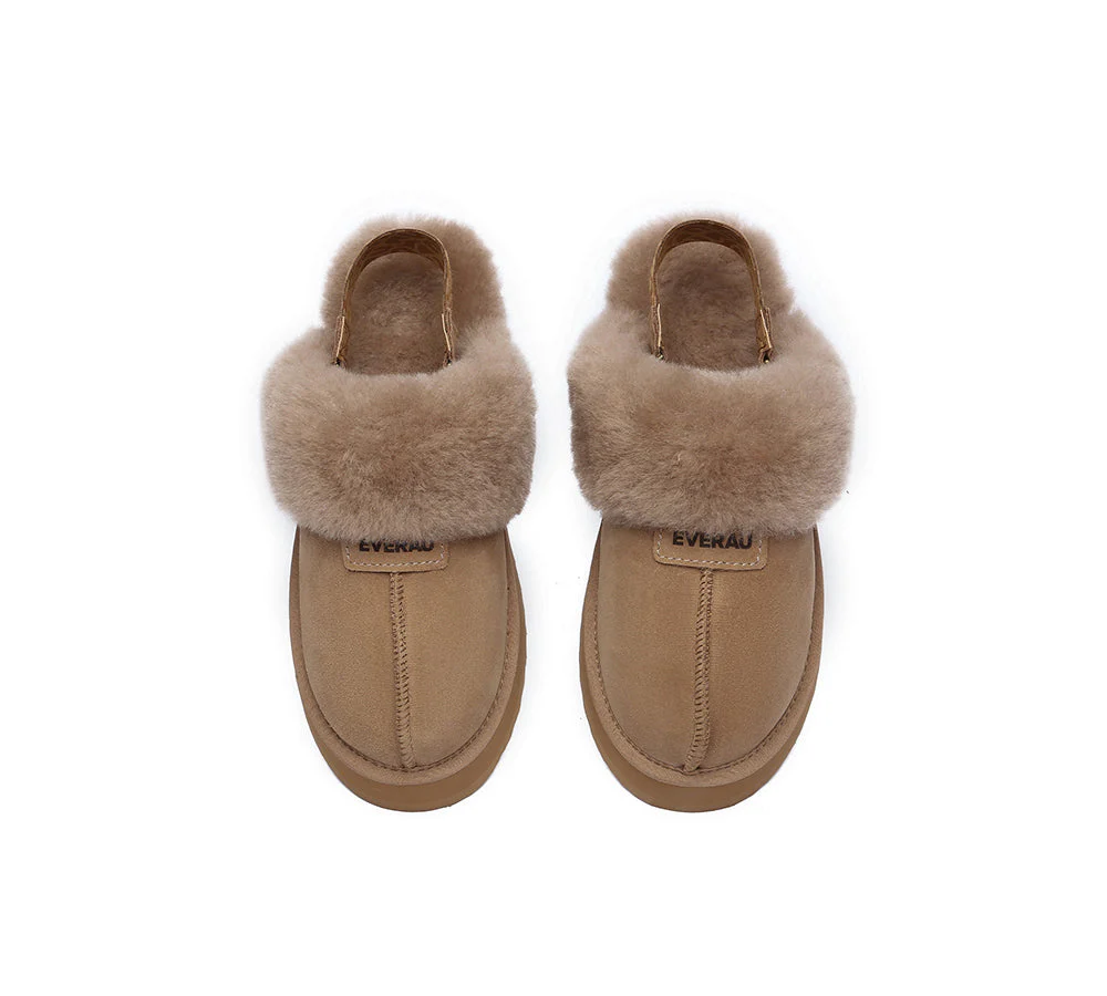 EVERAU? UGG Women Removable Strap Slingback Platform Slippers Forever