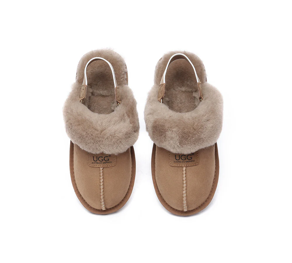 AUSTRALIAN SHEPHERD? 2-Way Style UGG Slippers Sheepskin Wool Removable Strap Slingback Suzie ll