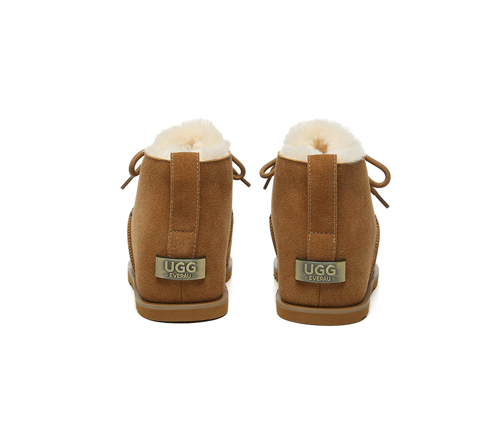 UGG EVERAU? UGG Boots Women Sheepskin Wool Ankle Lace-Up Euro Loaf Paxton