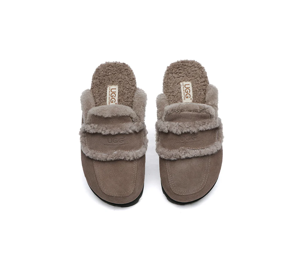 AUSTRALIAN SHEPHERD? UGG Slippers Women Sheepskin Wool Shearling Lined Remi