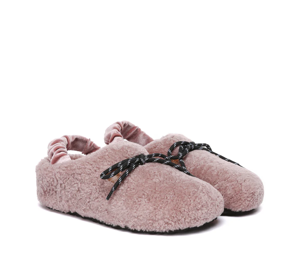 AUSTRALIAN SHEPHERD? UGG Slippers Women Curly Sheepskin Wool Slingback Barrett