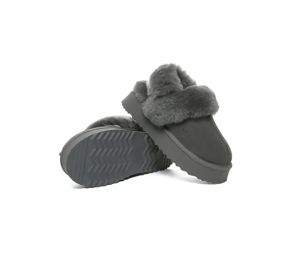 AUSTRALIAN SHEPHERD? UGG Slippers Women Removable Wool Strap Slingback Platform Musa
