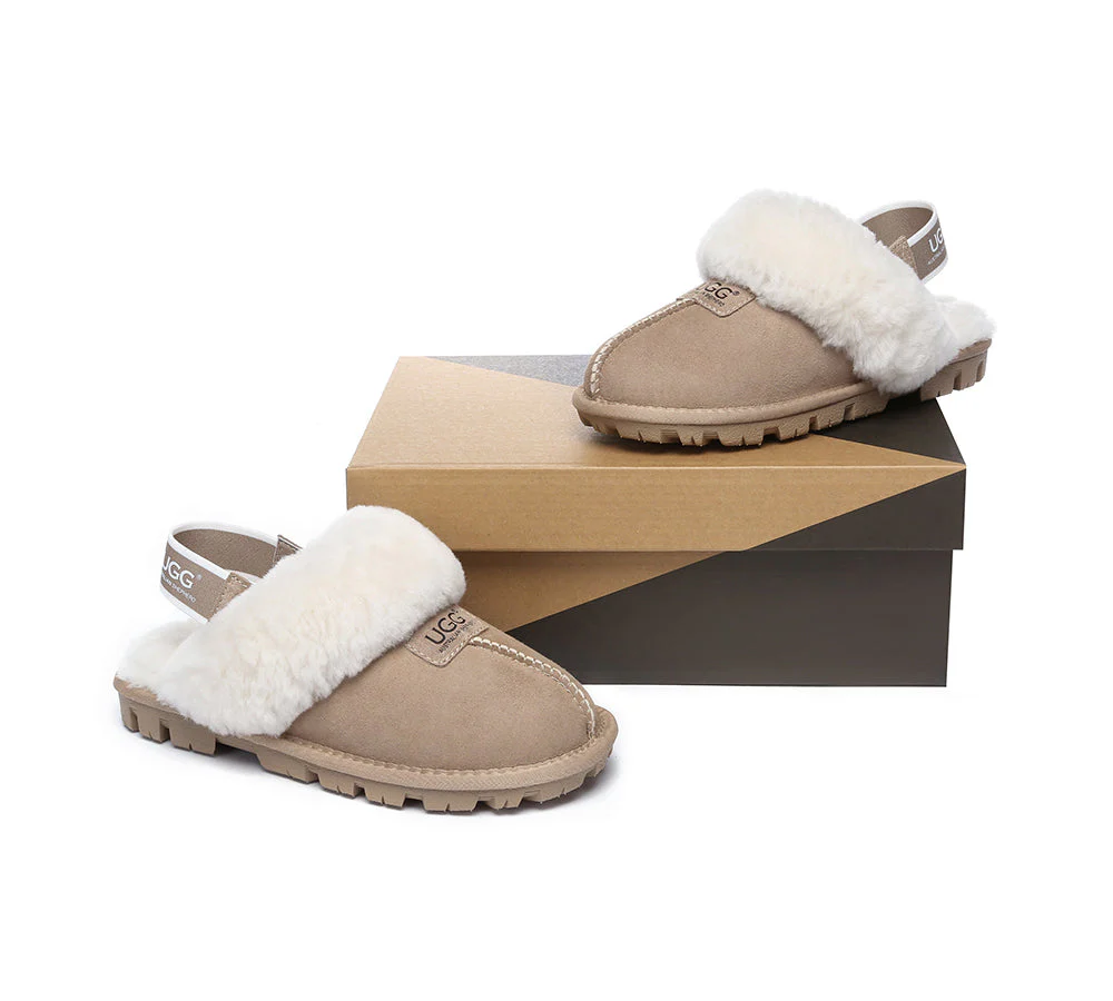 AUSTRALIAN SHEPHERD? 2-Way Style UGG Slippers Sheepskin Wool Removable Strap Slingback Suzie ll