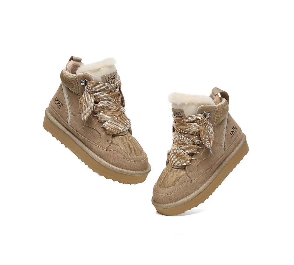 AUSTRALIAN SHEPHERD? UGG Boots Women Lace Up Ankle Platform Samir