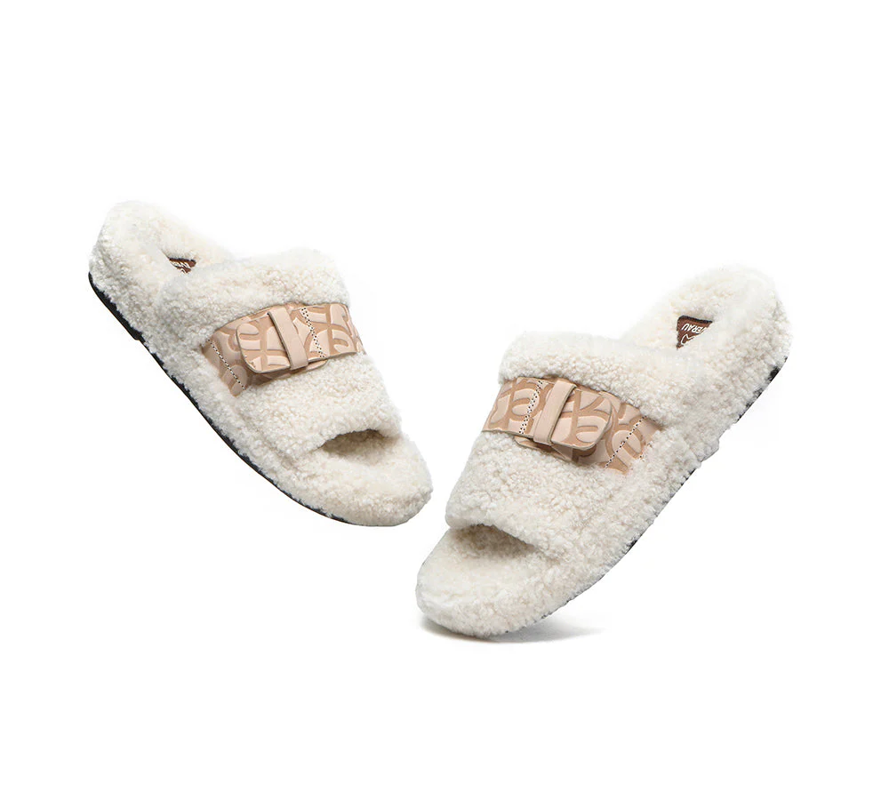 EVERAU? UGG Slippers Women Curly Sheepskin Wool Croft