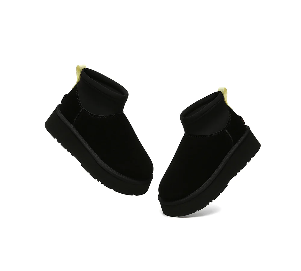 UGG EVERAU? UGG Boots Women Sheepskin Wool Stretchy Ankle Mini Platform Ethel