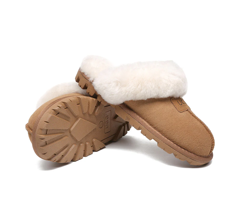 AUSTRALIAN SHEPHERD? UGG Slippers Double Faced Sheepskin Wool Suzie Scuff