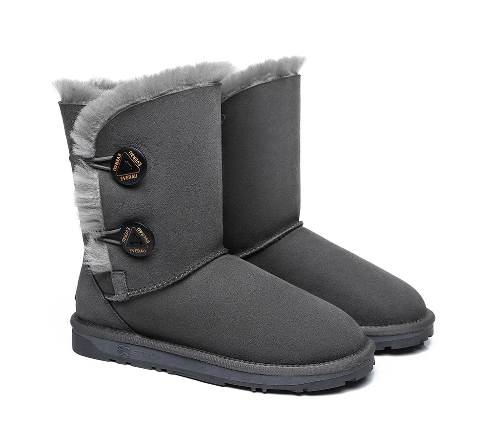 EVERAU? UGG Boots Sheepskin Wool Short Twin Button