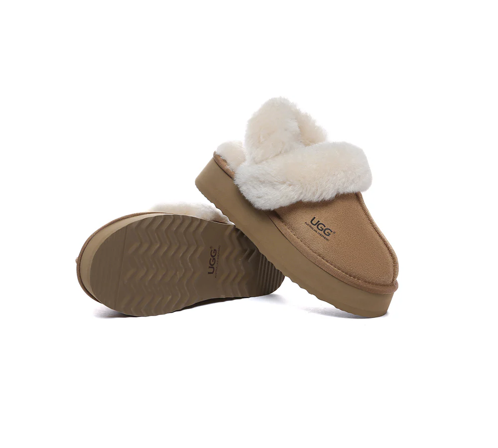 AUSTRALIAN SHEPHERD? UGG Slippers Women Removable Wool Strap Slingback Platform Musa