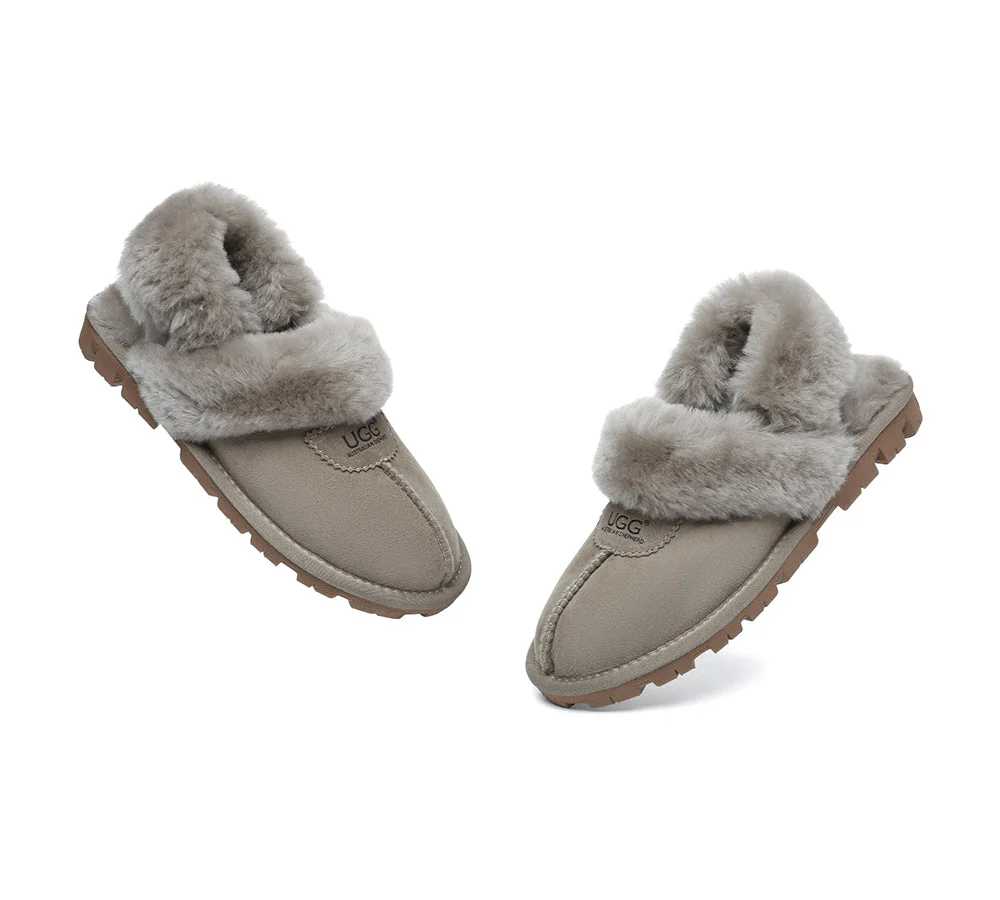 AUSTRALIAN SHEPHERD? UGG Women Slippers Removable Wool Fluffy Strap Slingback Waffle