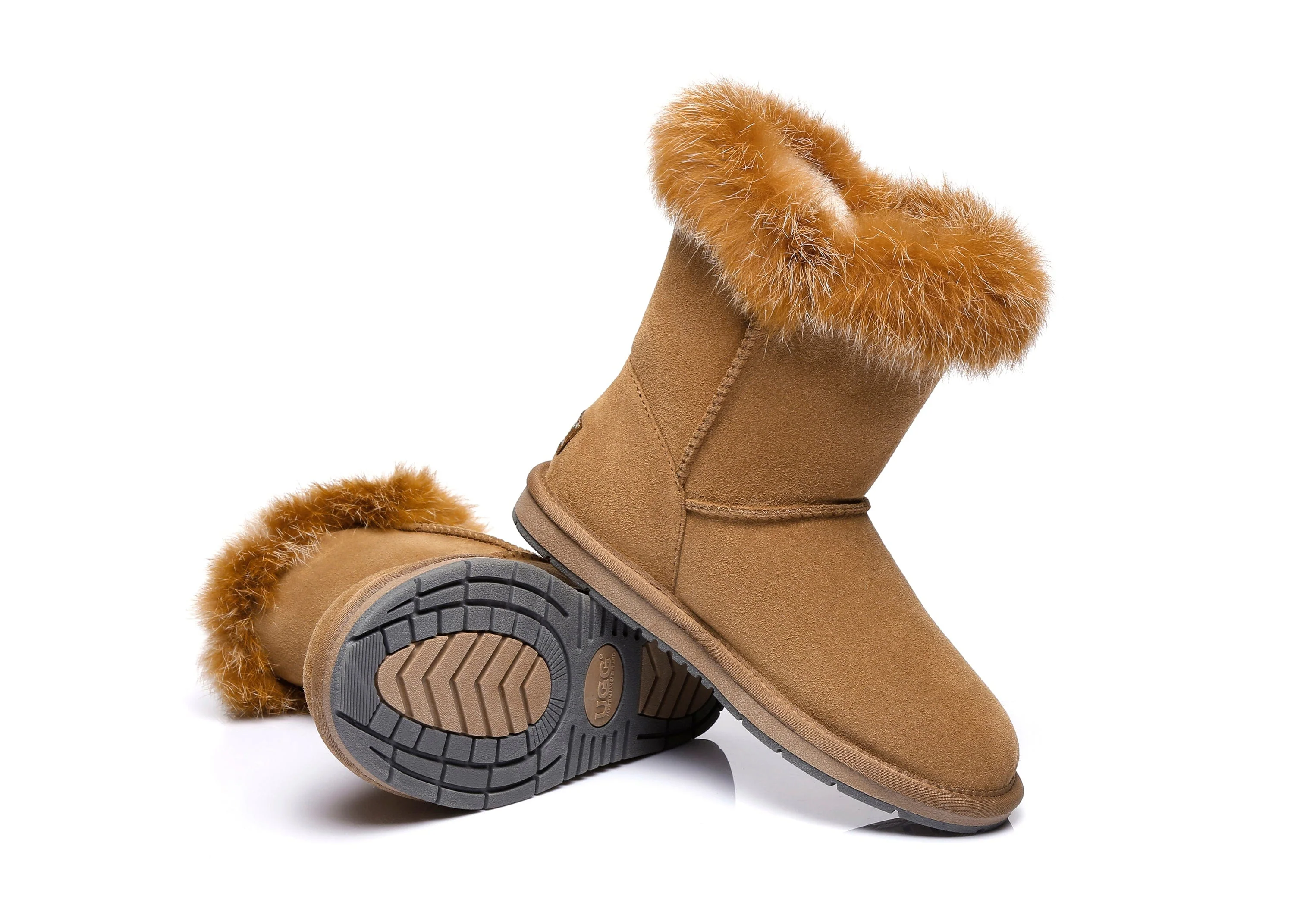 AUSTRALIAN SHEPHERD? UGG Boots Women Sheepskin Wool Collar Short Button Donna