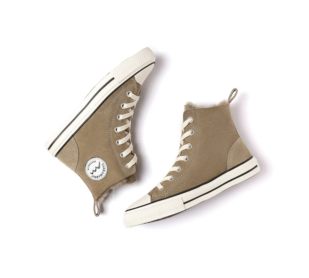 TARRAMARRA? Women Sheepskin Wool High Top Sneakers Viola