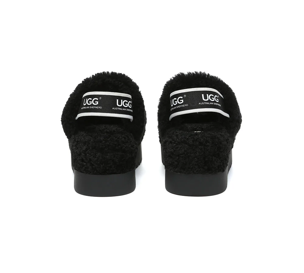 AUSTRALIAN SHEPHERD? UGG Women Double Strap Slingback Platform Fluffy Slides Lyam