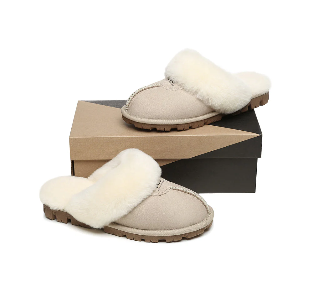 AUSTRALIAN SHEPHERD? UGG Slippers Double Face Sheepskin Wool Scuff Waffle