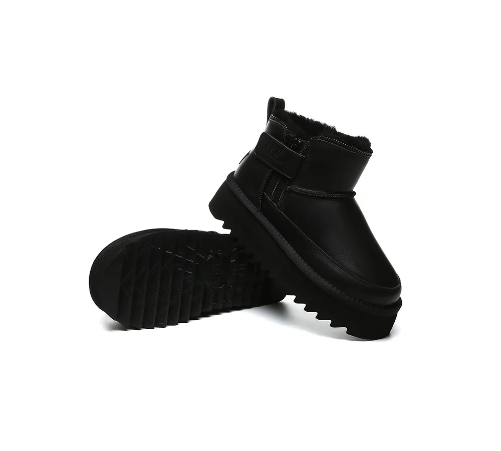 AUSTRALIAN SHEPHERD? UGG Boots Sheepskin Wool Zipper Ankle Platform Arya