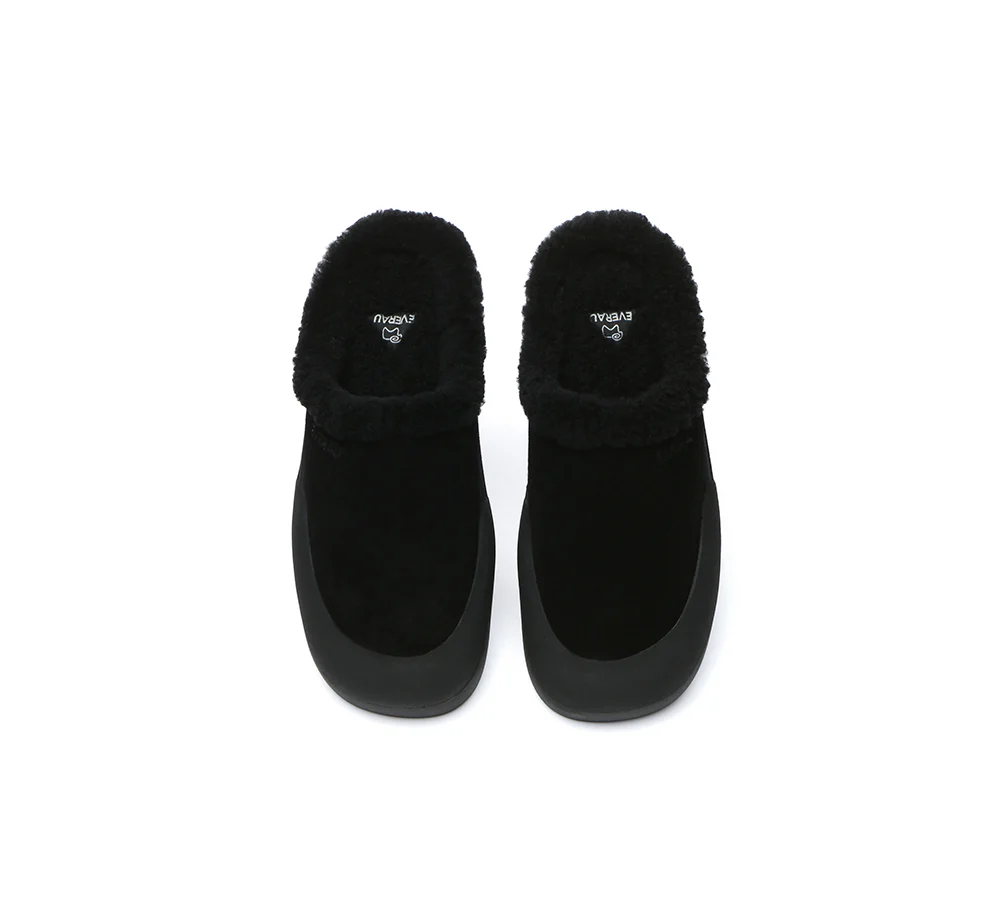 EVERAU? UGG Slippers Sheepskin Wool Scuff Staney