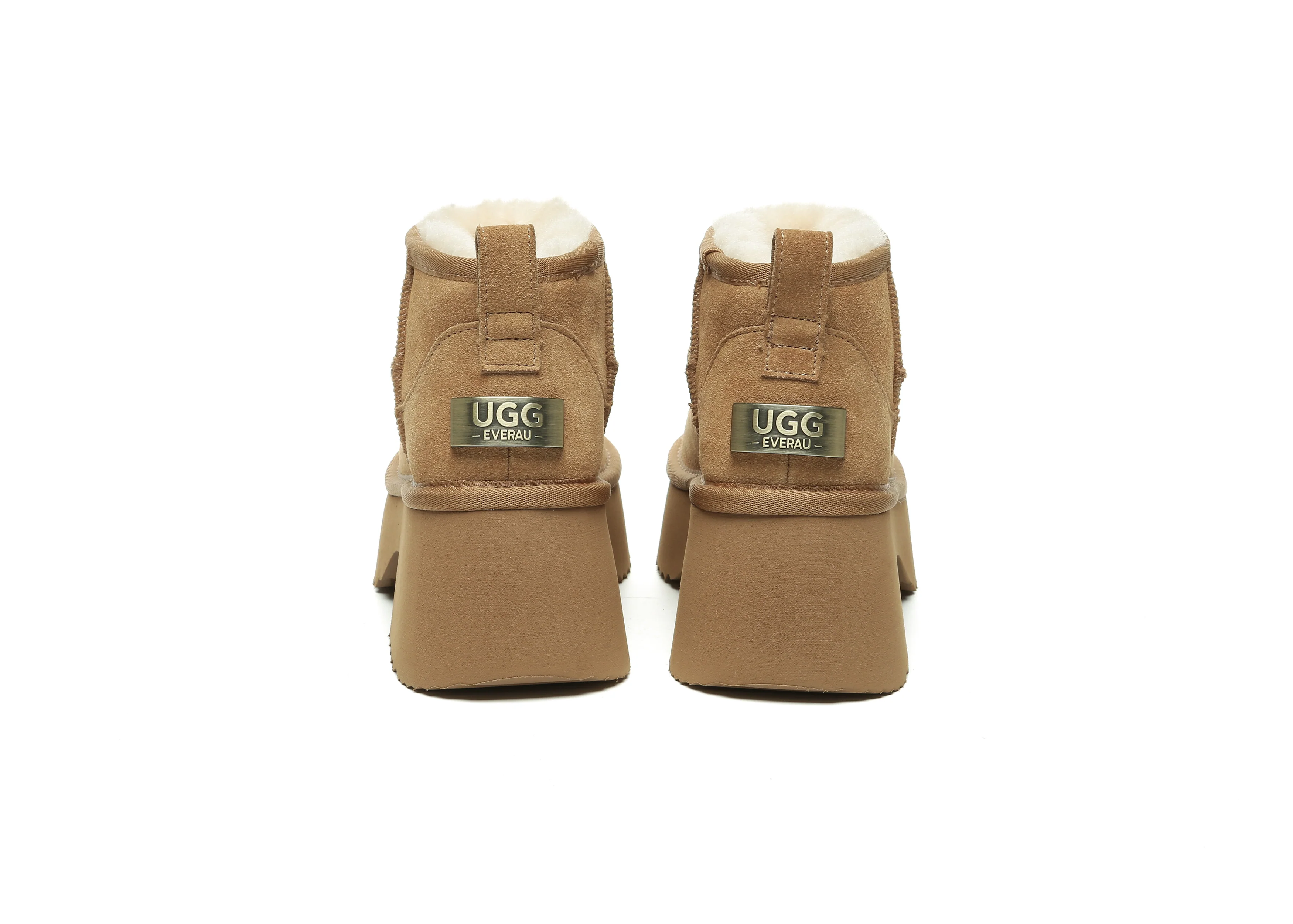 UGG EVERAU? UGG Boots Sheepskin Wool Ankle Chunky Platform Ariel